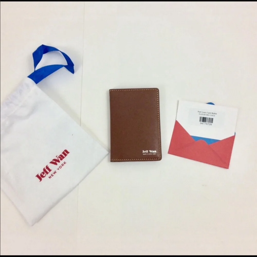 Jeff Wan Leather Card Wallet in Coco